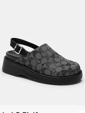 Coach Sculpted C Platform Clog In Crystal Signature Jacquard